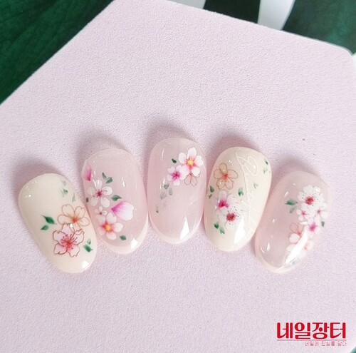 네일아트스티커 봄봄봄 분홍 벚꽃 스티커